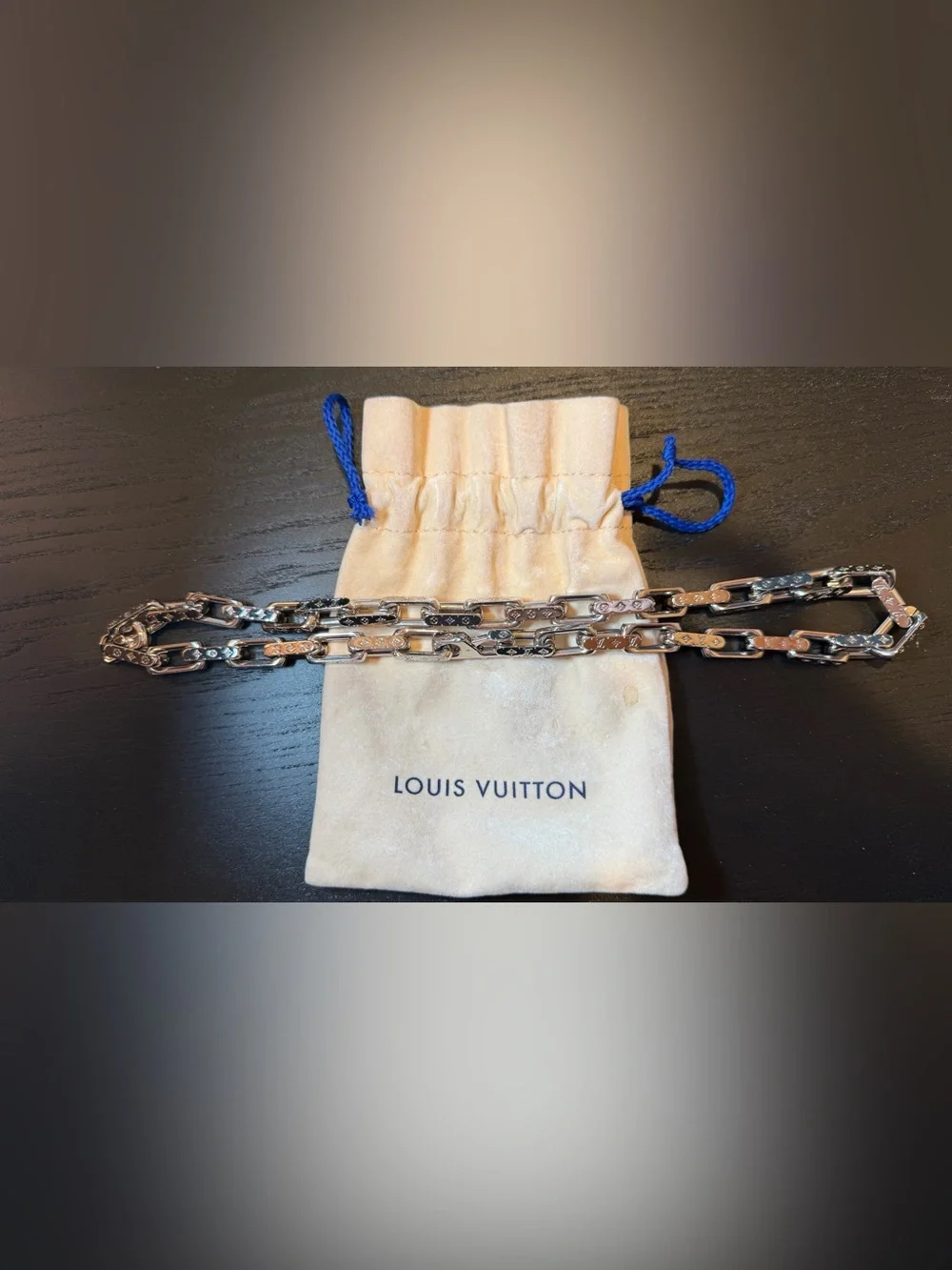 Louis Vuitton Silver Monogram Chain Necklace